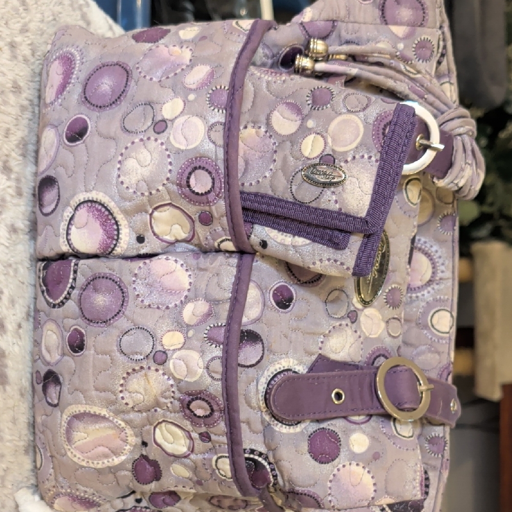 Source Unknown Quilted Lavender Shoulder Bag With… - image 1